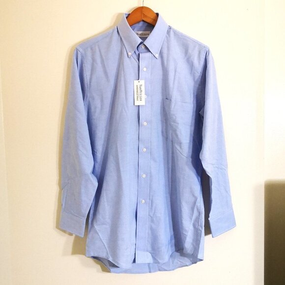 Van Heusen Men's Dress Shirt Regular Fit Oxford Blue 15/32-33 - Picture 4 of 7